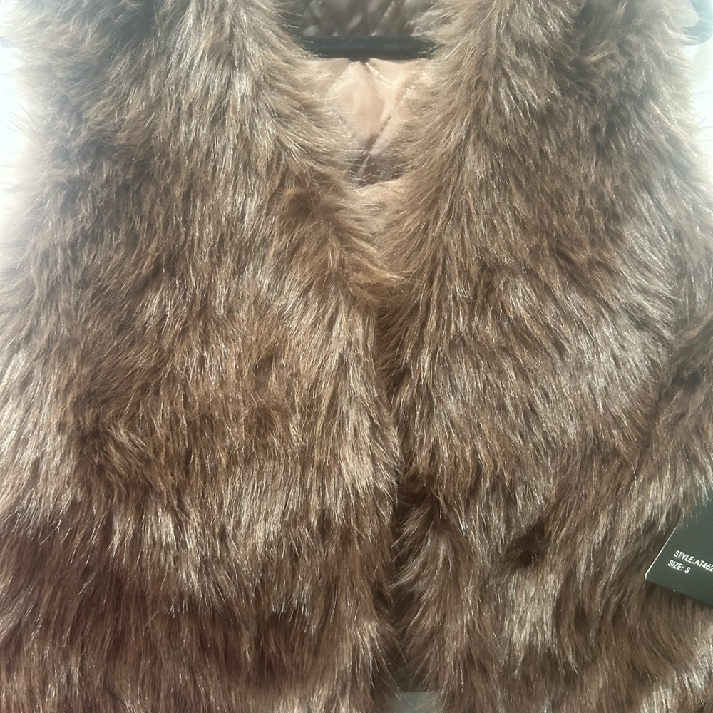 Faux Fur Vest in Brown